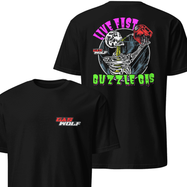 Ride or Die: Skeleton Gas Guzzler Tee for Speed Freaks & Rebels