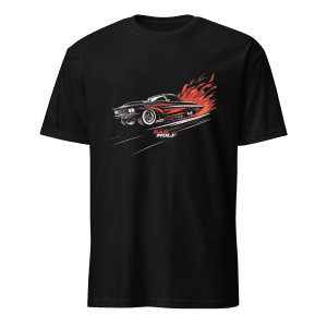 50's drag car corvette wheelie with flames