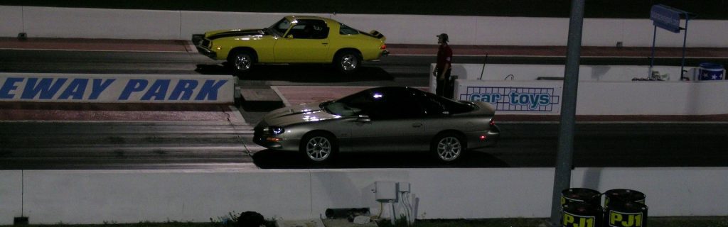 2nd gen yellow camaro z28 vs 2001 camaro ss in Tulsa Dragway