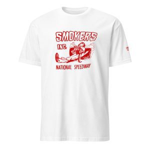Smokers inc. retro drag racing t-shirt front side National Speedway